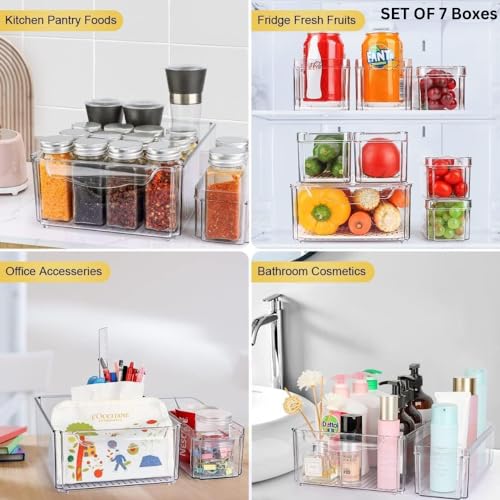 HouseWarming Fridge Storage Boxes Set of 7 - Fridge Storage Containers, Stackable & BPA Safe Container for Kitchen Storage Set, Kitchen Storage Organizer, Vegetable Storage Box - Image 4