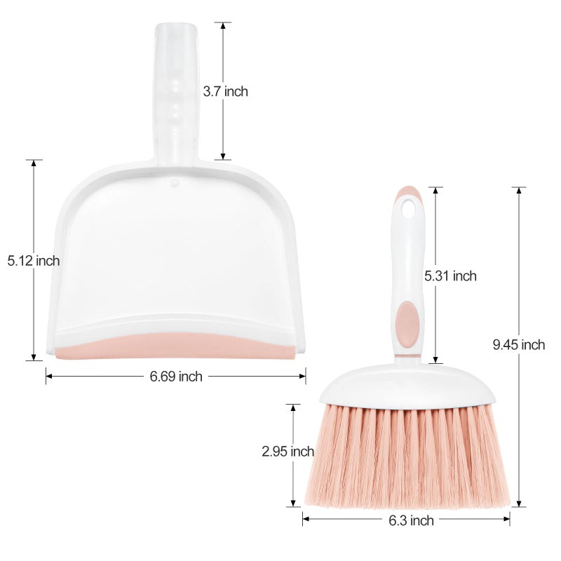 NACENA Small Dust Pan and Brush Set, Mini Broom and Dustpan Set Small Hand Broom and Brush Combo Dust Pan for Home Cleaning Drawers Desktop Sofas and Outdoor, Pink - Image 2