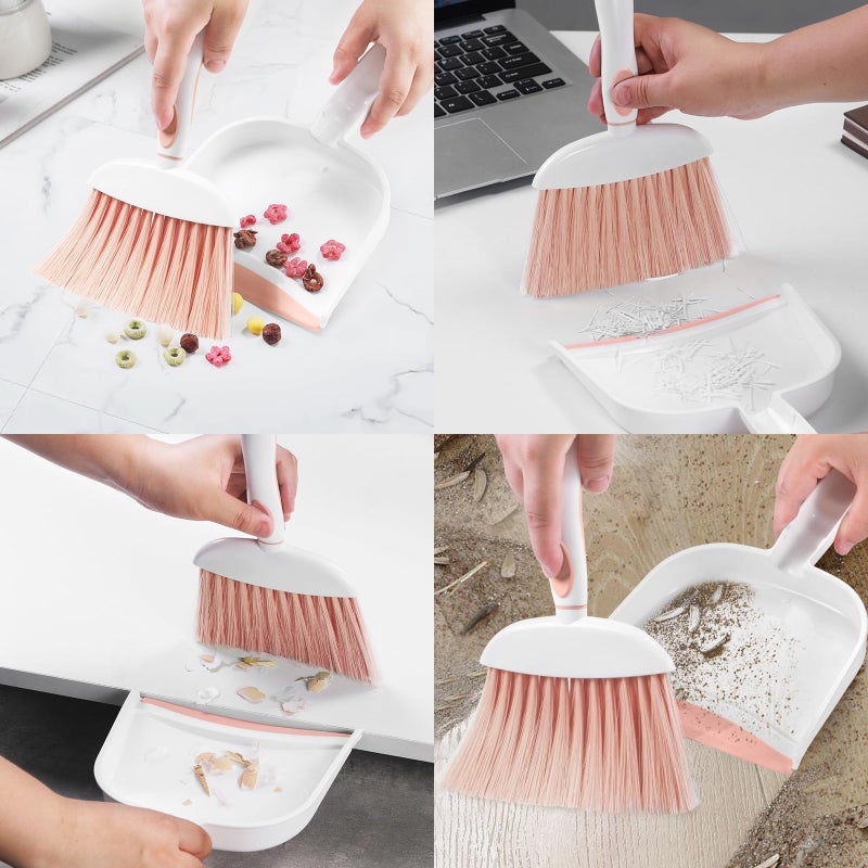 NACENA Small Dust Pan and Brush Set, Mini Broom and Dustpan Set Small Hand Broom and Brush Combo Dust Pan for Home Cleaning Drawers Desktop Sofas and Outdoor, Pink - Image 5