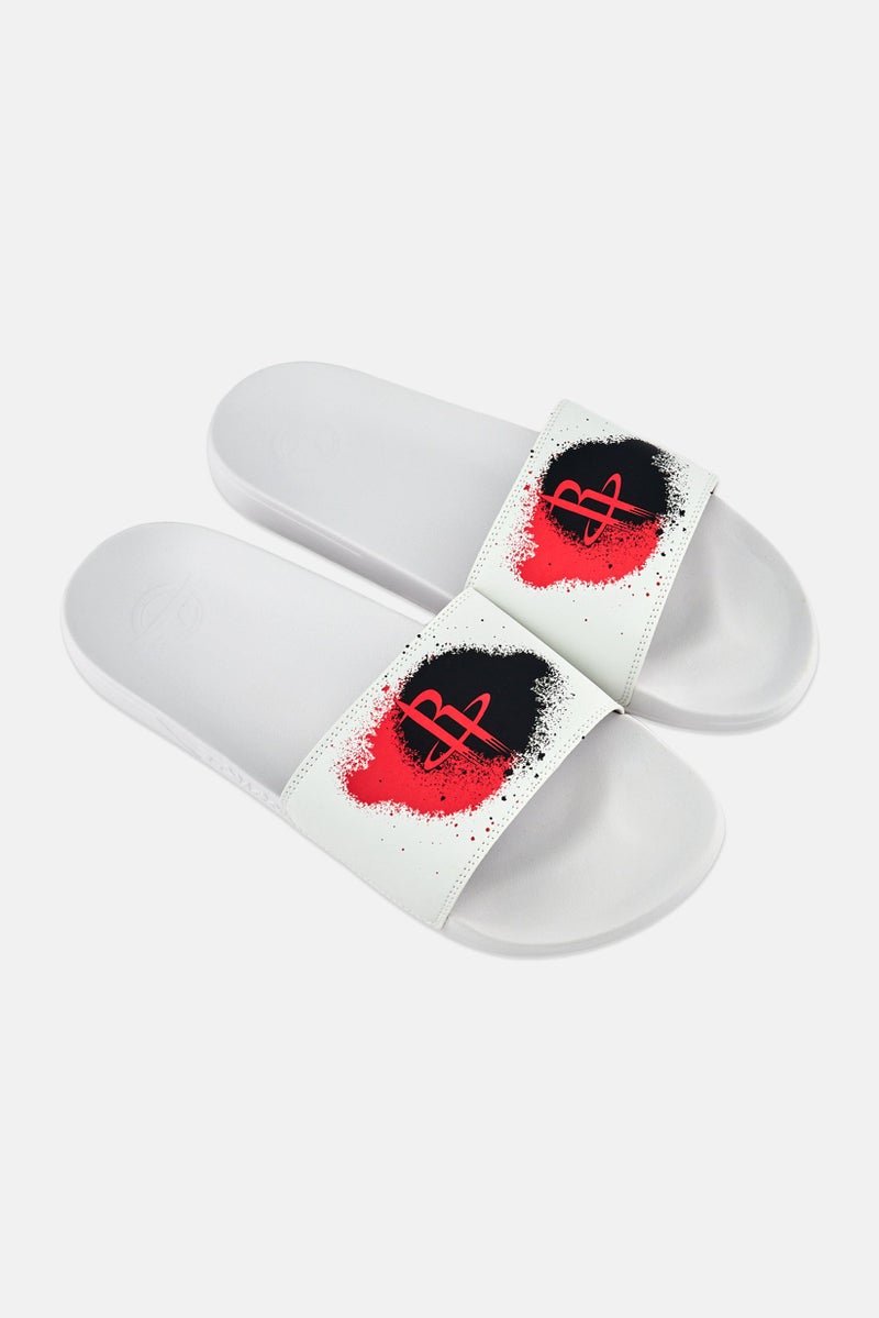 ISlide Men Rockets Spray Paint Slip On Slides, White - Image 4