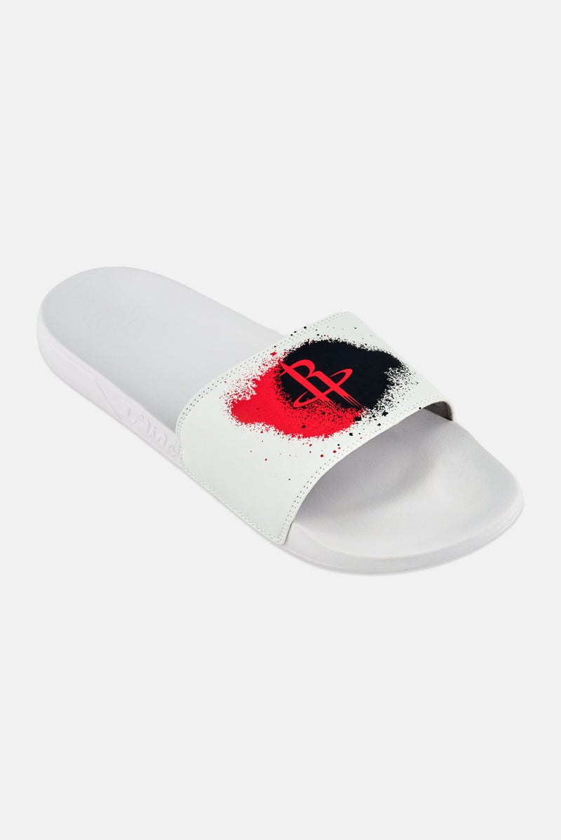 ISlide Men Rockets Spray Paint Slip On Slides, White - Image 1