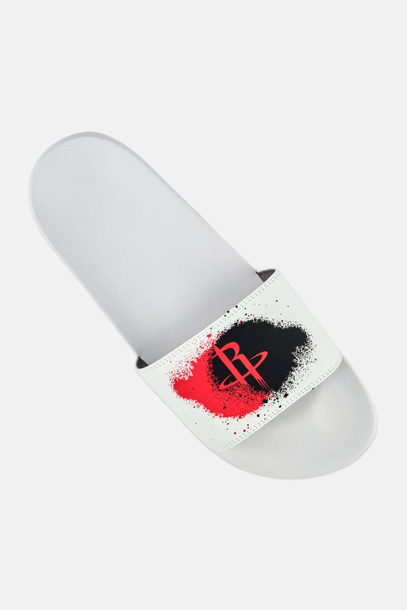 ISlide Men Rockets Spray Paint Slip On Slides, White - Image 3