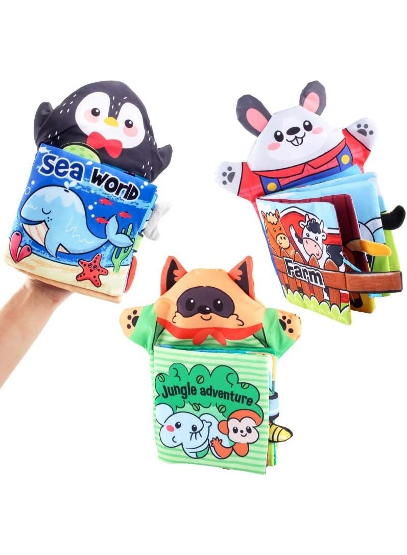 كتب أطفال ناعمة، مجموعة كتب قماشية للأطفال الرضع، مجموعة كتب حسية مجعدة من القماش للأطفال الصغار، هدايا تعليمية لأعياد ميلاد الأطفال حديثي الولادة من عمر 6 9 12 18 شهرًا، سنة وسنتين للأولاد والبنات - Image 1