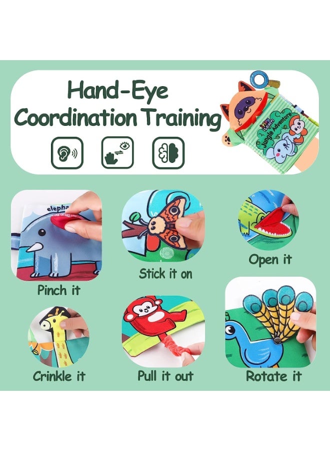 كتب أطفال ناعمة، مجموعة كتب قماشية للأطفال الرضع، مجموعة كتب حسية مجعدة من القماش للأطفال الصغار، هدايا تعليمية لأعياد ميلاد الأطفال حديثي الولادة من عمر 6 9 12 18 شهرًا، سنة وسنتين للأولاد والبنات - Image 4