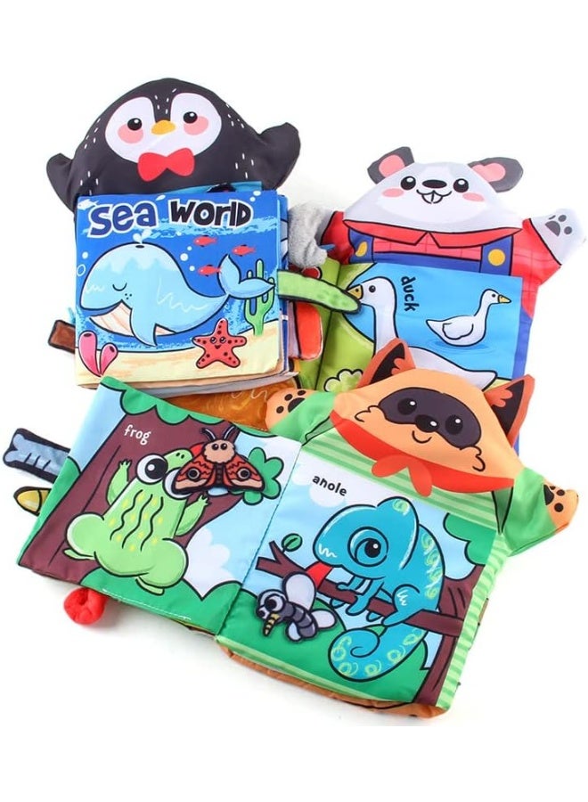 كتب أطفال ناعمة، مجموعة كتب قماشية للأطفال الرضع، مجموعة كتب حسية مجعدة من القماش للأطفال الصغار، هدايا تعليمية لأعياد ميلاد الأطفال حديثي الولادة من عمر 6 9 12 18 شهرًا، سنة وسنتين للأولاد والبنات - Image 3