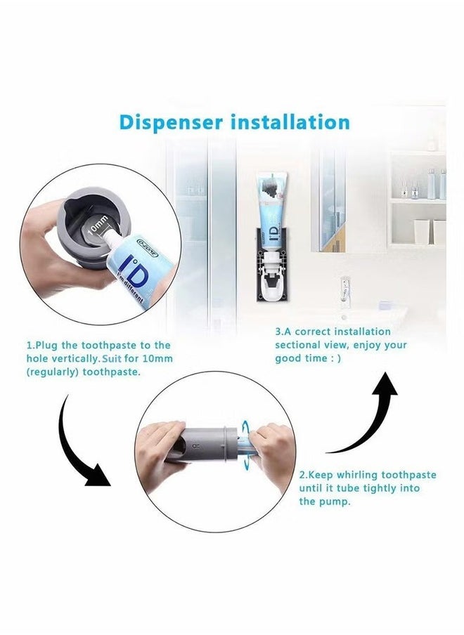 AOLION - UV Toothbrush Sanitizer Automatic Toothpaste Squeezer European Standard Charging Toothbrush Sanitizer Holder 3M Detachable Backplate Toothbrush Sterilizer for Bathrooms (White/Grey) - Image 1