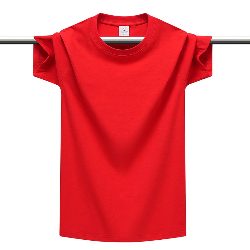 Heavy Cotton Short-Sleeved T-Shirt Men'S And Women'S Basic All-Match Loose Base T-Shirt Class Clothes Printing Advertising T-Shirt T-Shirt - Image 1