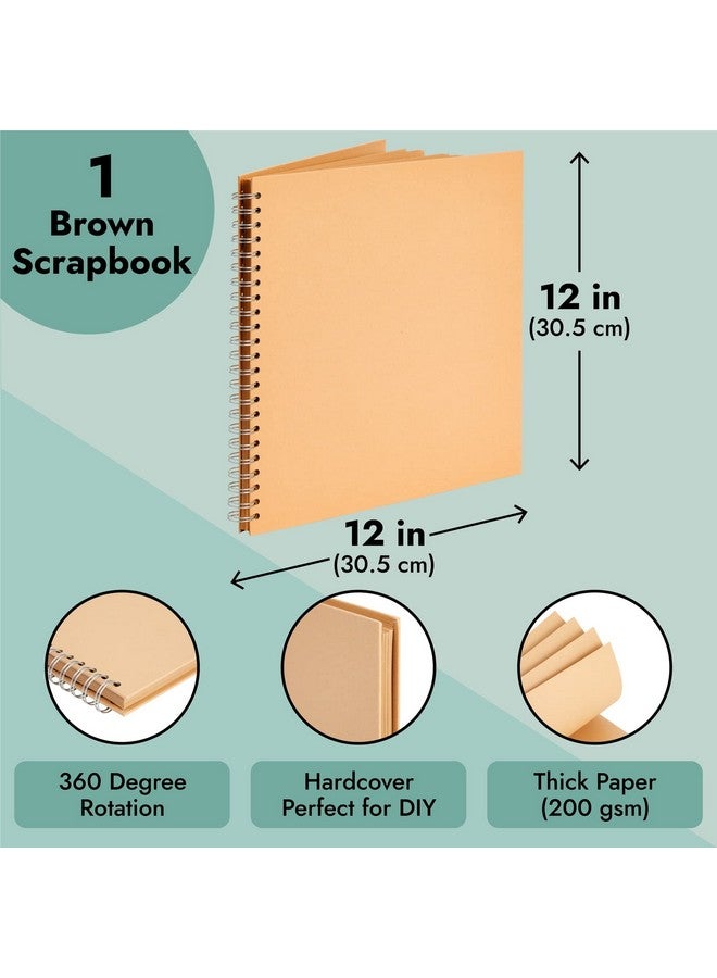 Paper Junkie ألبوم قصاصات 12X12 غلاف صلب (فارغ) من ورق كرافت مع تجليد حلزوني لرسومات الكتابة والفنون والحرف اليدوية للمشاريع المنزلية والمكتبية والمدرسية (40 ورقة إجمالية) - Image 5