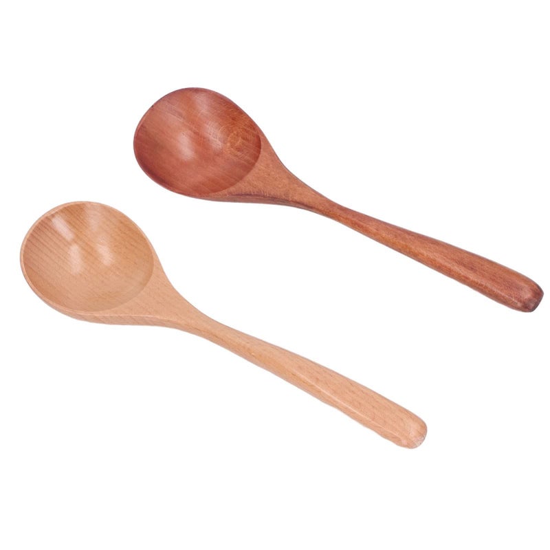Large Wooden Soup Spoon Set of 2 Japanese Style with Comfortable Handle - Image 5