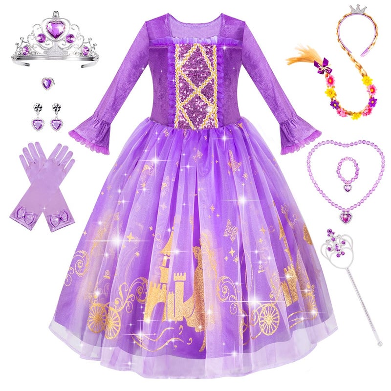 Meland Princess Dress Up for Girls 3-8, Dress Up Clothes for Girls Halloween Costumes Birthday Gift for Toddler Girls - Image 3