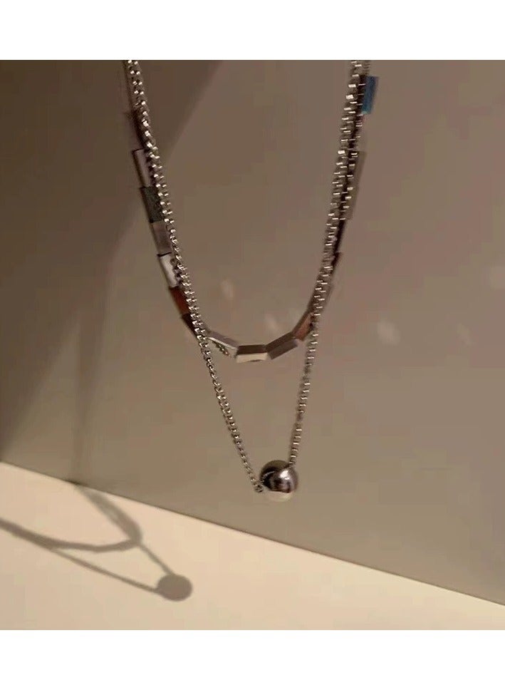 Goolsky Minimalist Double Layer Necklace – INS Cold Aesthetic Luxury Clavicle Chain, Trendy Small-Batch Streetwear Layered Sweater Jewelry  - Image 2