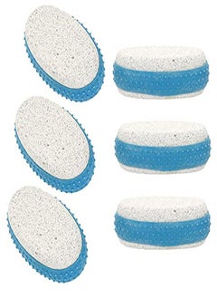 Pumice Exfoliating Stone With Rubber Grip, 6Pack (Blue)