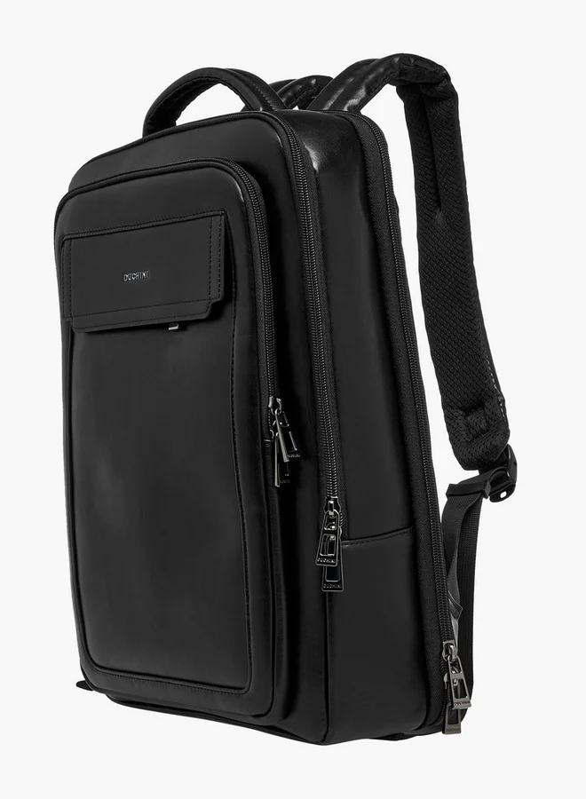 DUCHINI Solid Backpack with Top Handle and Zip Closure - 31x17x43 cm