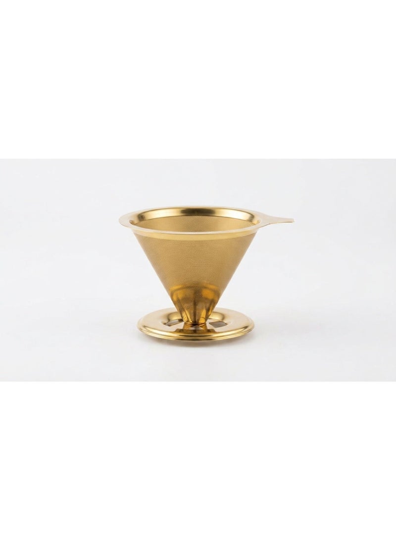 Luxury Gold Pour-Over Coffee Dripper with Stand - Reusable Stainless Steel Mesh Filter for Speciality Coffee Brewing - Image 1