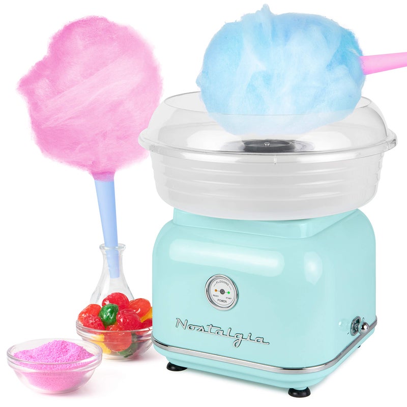 Nostalgia Nostalgia Classic Countertop Cotton Candy Machine, Manual, Retro Vintage Candy Maker Includes 2 Reusable Cones & Scoop, Aqua  - Image 1
