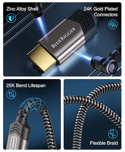 BlueRigger 4K HDMI Cable (25FT, 4K 60Hz HDR, High Speed 18 Gbps, eARC, Nylon Braided Cord) - Compatible with PS5, PS4, Xbox, Roku, Apple TV, HDTV, Blu-ray, PC - Image 3