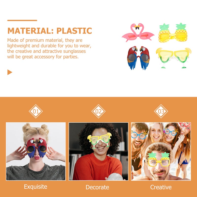 4pcs نظارات الحفلات فلامنغو الليمون الأناناس الببغاء نظارة شمسية الصيف - Image 5