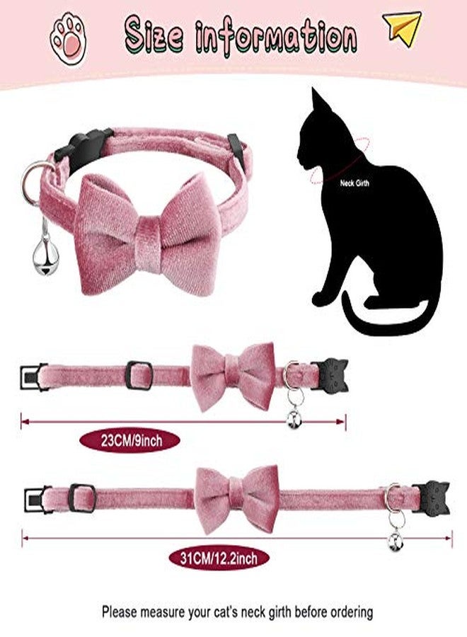Weewooday 4 Pieces Cat Bow Tie Collar with Bell Breakaway Cat Comfortable Velvet with Cute Safety Pet Collar for Pet Kitten Puppy(Small,Pink, Red, Light Purple, Light Blue) - Image 2