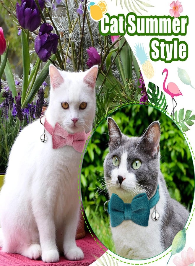Weewooday 4 Pieces Cat Bow Tie Collar with Bell Breakaway Cat Comfortable Velvet with Cute Safety Pet Collar for Pet Kitten Puppy(Small,Pink, Red, Light Purple, Light Blue) - Image 3