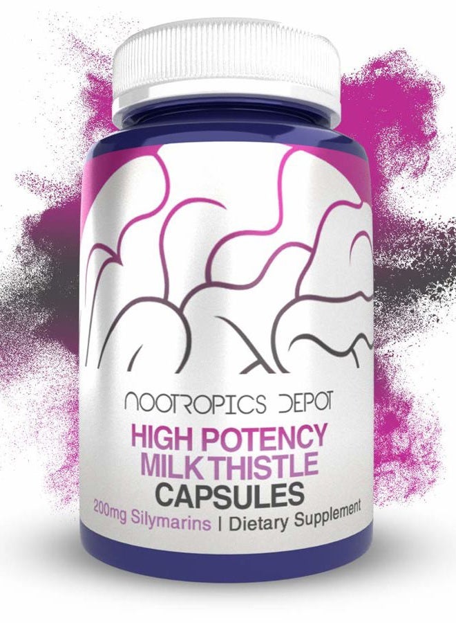 Nootropics Depot High Potency Milk Thistle Extract Capsules | 200mg of Silymarins from Silybum marianum | 60 Count  - Image 1