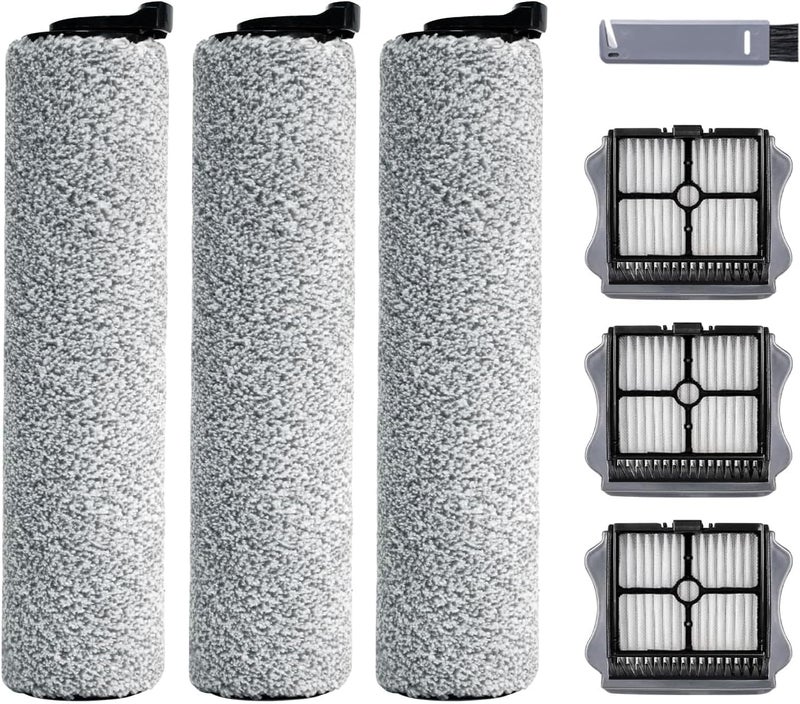 keluke Roller Brush and Filter Replacement Compatible with Tineco iFloor 3/ Floor One S3 Cordless Vacuum Cleaner, Replacement Parts Include 3 Brush Rollers, 3 Filters - Image 1