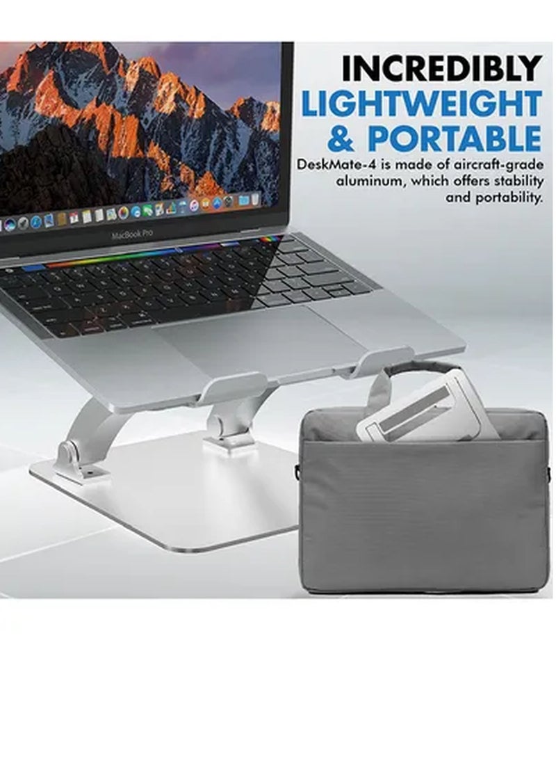 GENNEXT Aluminum Laptop Stand, Portable Ergonomic Multi-Level Ventilated Notebook Stand with Non-Skid Silicon Grip and Adjustable Multi-Angle Design For Laptops up to 17 Inches Grey - Image 2