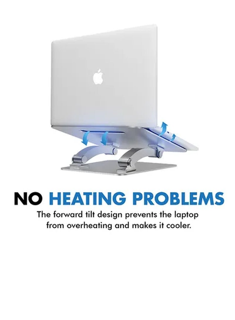 GENNEXT Aluminum Laptop Stand, Portable Ergonomic Multi-Level Ventilated Notebook Stand with Non-Skid Silicon Grip and Adjustable Multi-Angle Design For Laptops up to 17 Inches Grey - Image 3