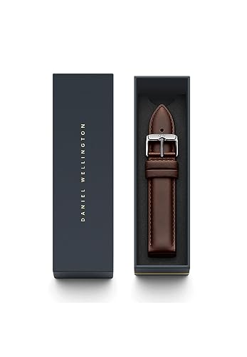 DANIEL WELLINGTON حزام ساعة دانيال ويلينغتون الكلاسيكي من الجلد البني - 18 مم (0.71 بوصة) من الجلد الإيطالي الأصلي للرجال، مع لمسات فضية، تصميم مريح وخالد - بريستول - Image 2