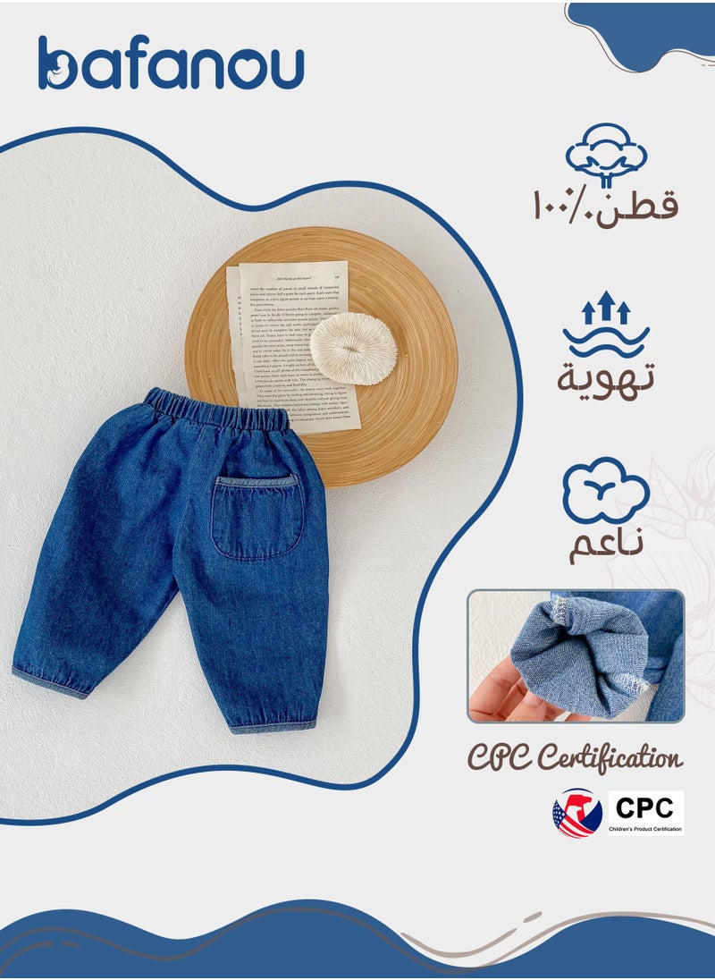 Bafanou Bafanou Spring 0-3Y Baby Jeans 100% Cotton Autumn infant unisex denim pants clothes  - Image 2