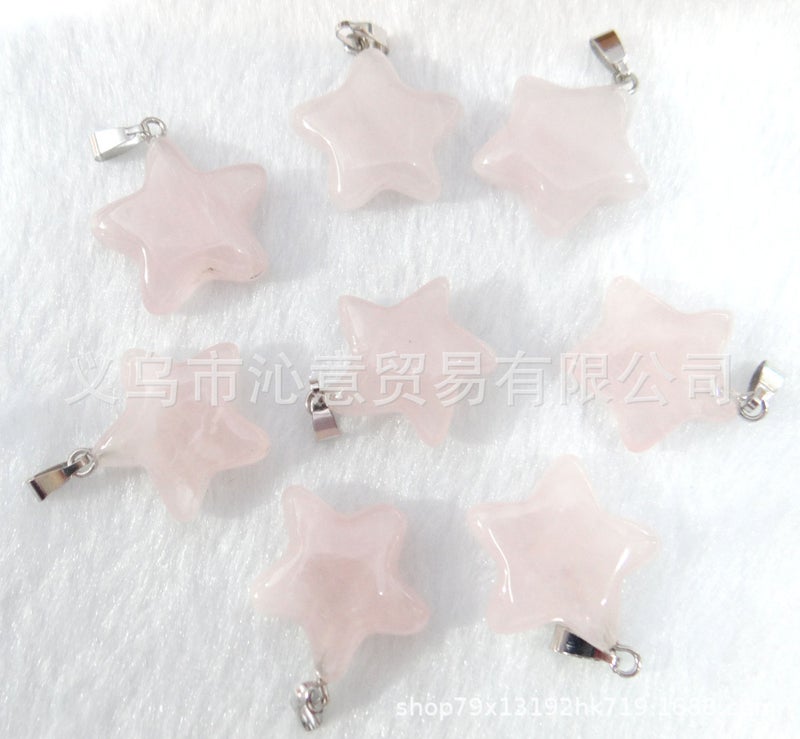 Generic Natural Stone Crystal Agate Pendant Necklace Star Powder Crystal 