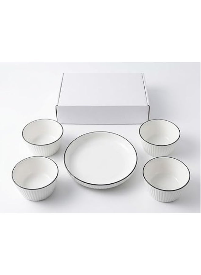 4-Piece Breakfast Set with Bowls & Multi-Purpose Plate - Modern Design - Image 3