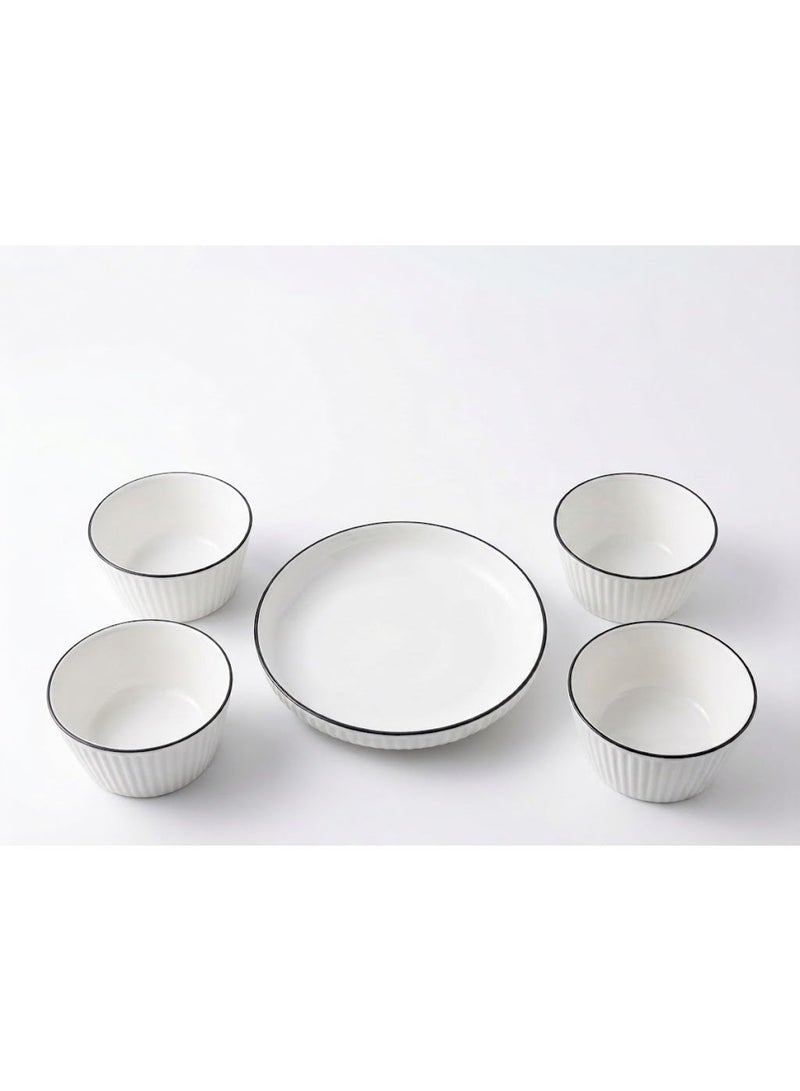 4-Piece Breakfast Set with Bowls & Multi-Purpose Plate - Modern Design - Image 1