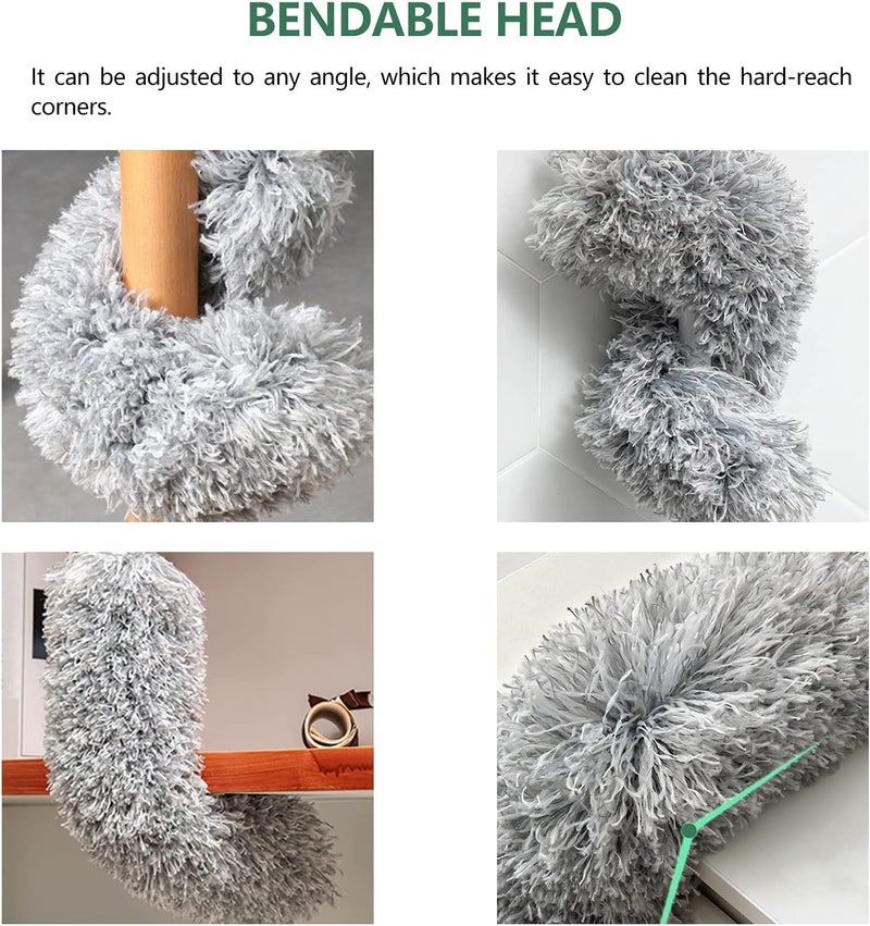 SEASPIRIT Flexible and Foldable Microfiber Cleaning Duster Brush with Extendable Rod for Home and Office Fan Cleaner Duster Ceiling Cleaning Brush - Image 2