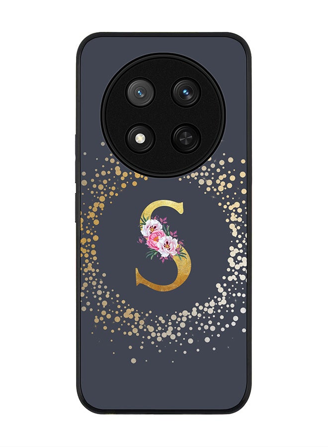 Stylizedd For Honor X9c / Honor Magic7 Lite 5G Case,Slim fit Camera Protection, Shockproof Thin Phone cover  - Custom Monogram Floral - S  (Grey ) - Image 1