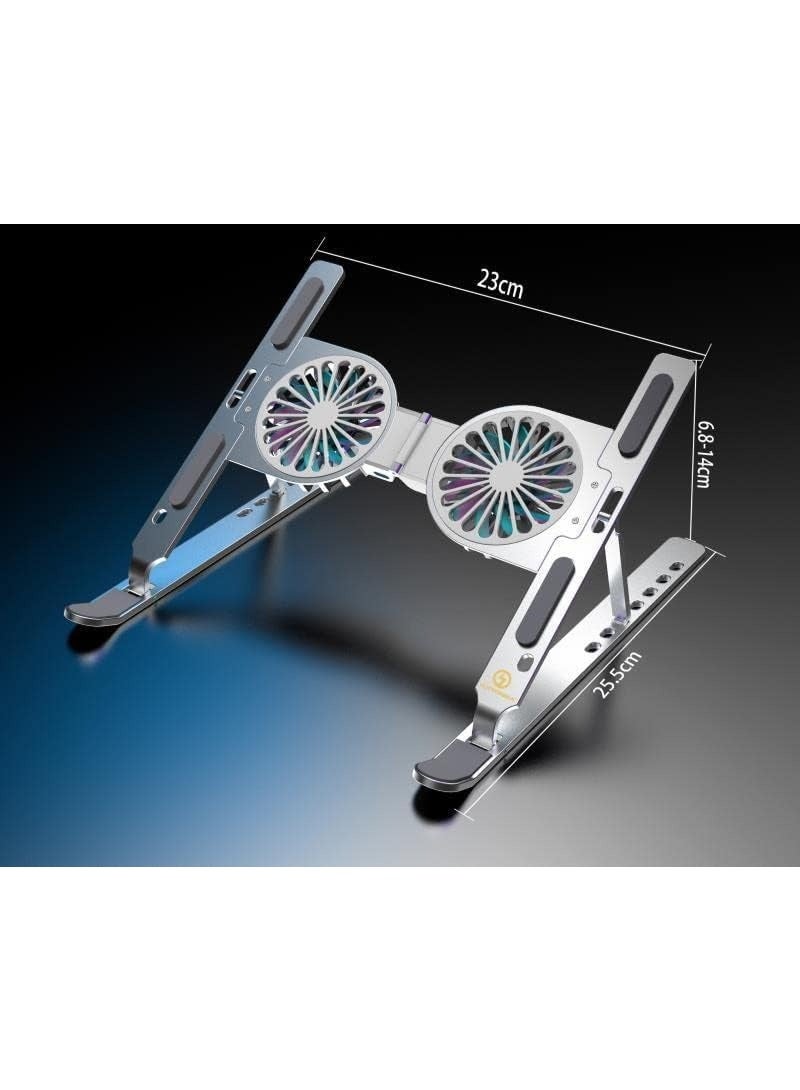TUTTONICA TUTTO-C797 Laptop Foldable portable Cooling Pad With Fan and LED 7 Level Adjustable Riser Tablet Stand Aluminium Ergonomic Laptop Cooling Pads - Image 5
