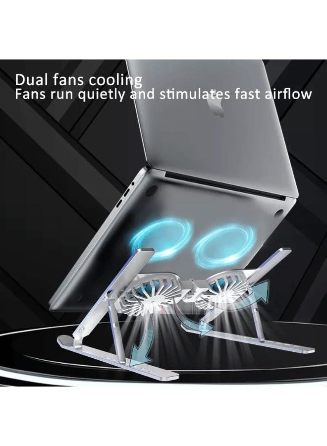 TUTTONICA TUTTO-C797 Laptop Foldable portable Cooling Pad With Fan and LED 7 Level Adjustable Riser Tablet Stand Aluminium Ergonomic Laptop Cooling Pads - Image 3