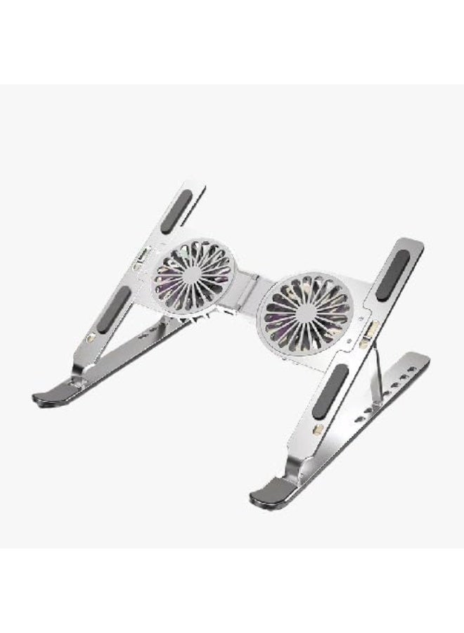 TUTTONICA TUTTO-C797 Laptop Foldable portable Cooling Pad With Fan and LED 7 Level Adjustable Riser Tablet Stand Aluminium Ergonomic Laptop Cooling Pads - Image 2