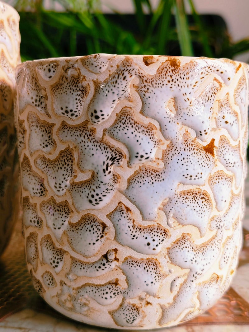 Niyara Ceramic Combo planters Pot for Home Garden Balcony Set of 2, Apple 6 & 4 inch (Ivory Brown) - Image 5