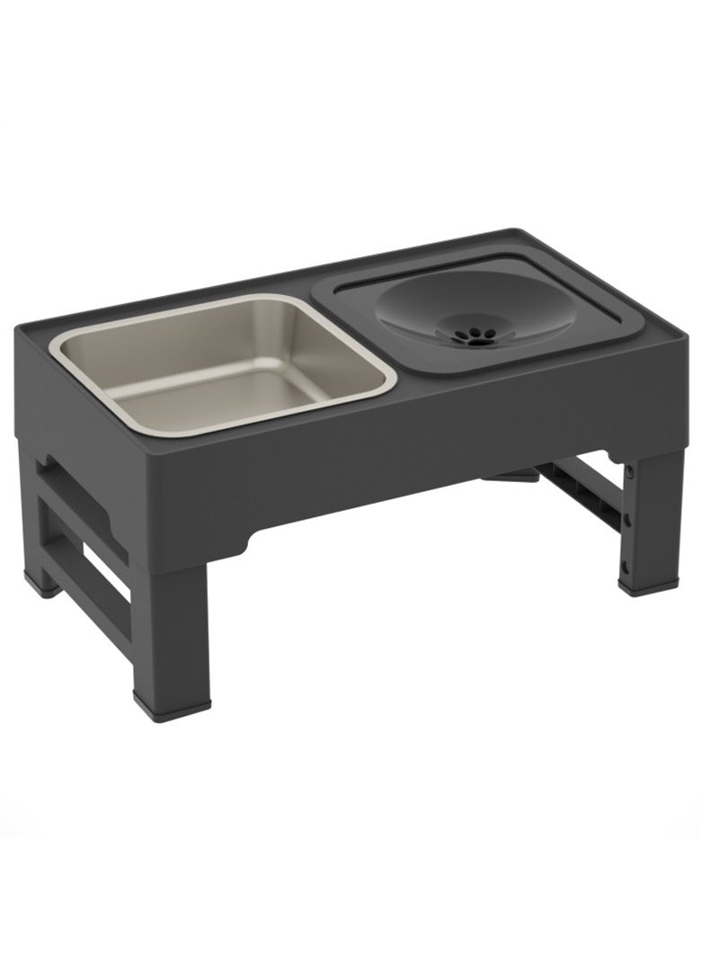 Generic Raised Dog Bowls Foldable 4 Height Adjustable Bowl Stand with Stainless Steel Bowl and Floating Water Bowl,Food Bowls Water Bowl for Large Medium Small Dogs  - Image 1