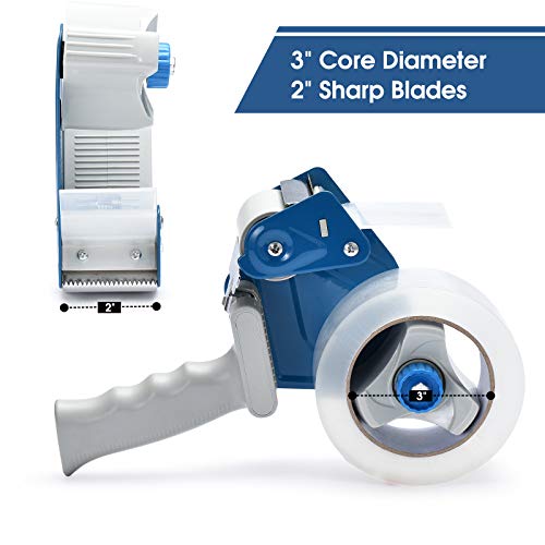 Pacific Mailer 2 Inch Tape Gun Dispenser with 2 Inch Carton Packing Tape, Lightweight Industrial Side Loading Tape Dispenser - Blue - Image 3