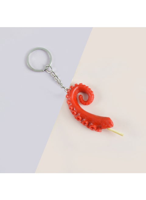 PVC Simulation Food Keychain Fun Squid Whisker Gluten Corn Barbecue String Toy Funny Food Play Model-Color:Squid Whiskers-Keychain