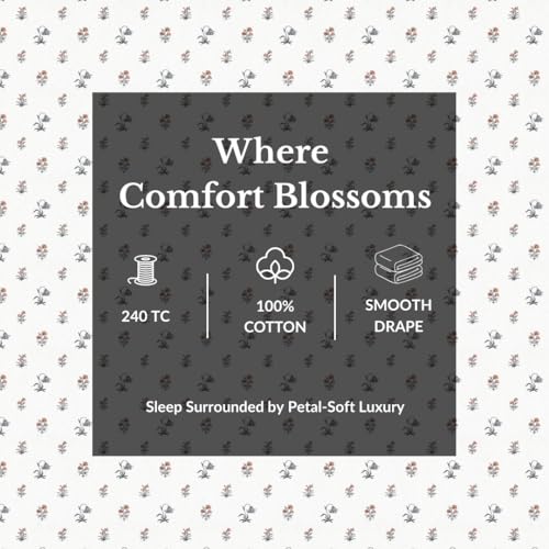 Plumora Double Bed Cotton Bedsheet Queen Size 90x108, 100% Pure Cotton Bed Sheet with 2 Pillow Covers, 240 TC Soft Breathable Floral Design – (Crimson Passion) - Image 2