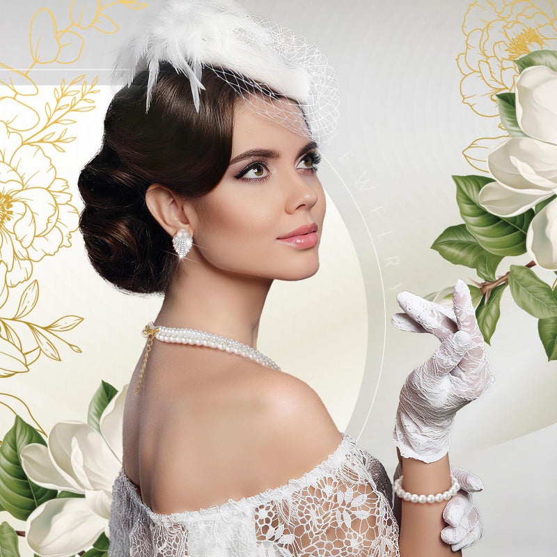 Glenmal Pearl Rhinestone Jewelry Set for Women Pearl Necklace Bracelet Earrings for Wedding Birthday Bridal Shower Tea Party (Gorgeous Style) - Image 3