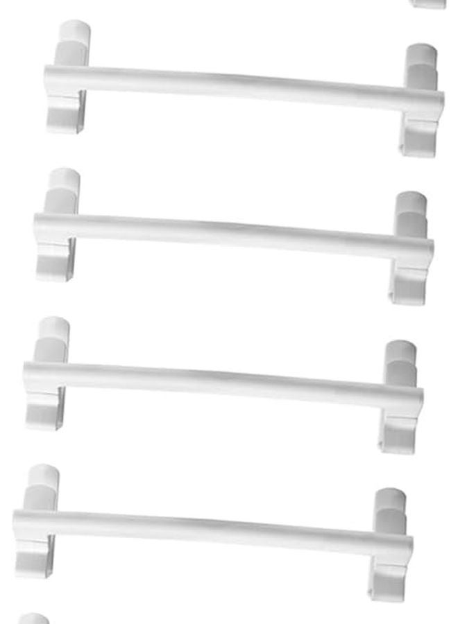 White Plastic Over Door Towel Rack 6pcs Bathroom Organizer Washcloth Holder Easy Installation - Image 2