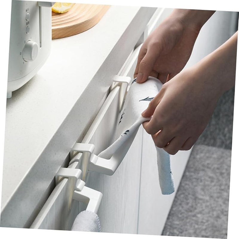 White Plastic Over Door Towel Rack 6pcs Bathroom Organizer Washcloth Holder Easy Installation - Image 4