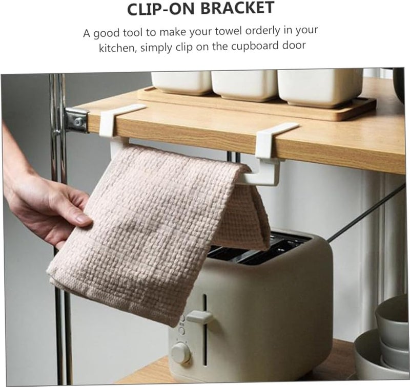 White Plastic Over Door Towel Rack 6pcs Bathroom Organizer Washcloth Holder Easy Installation - Image 3