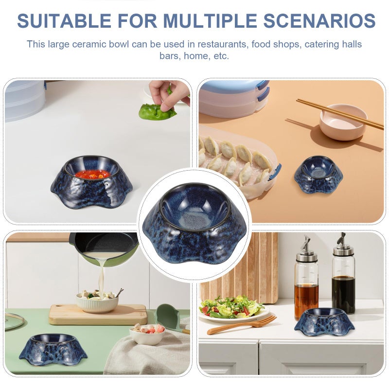 Creative Ceramic Salad Bowl Volcanic Blue Finish Small Appetizer Dish For Home And Restaurant - Image 4