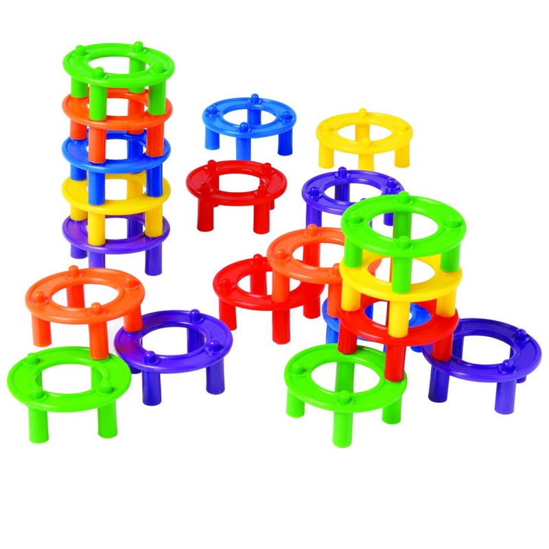 Constructive Playthings Ring Builders Stacking Toys 96Piece STEM Building Set for Kids Ages 18 Months Preschool Classroom MustHave - Image 2