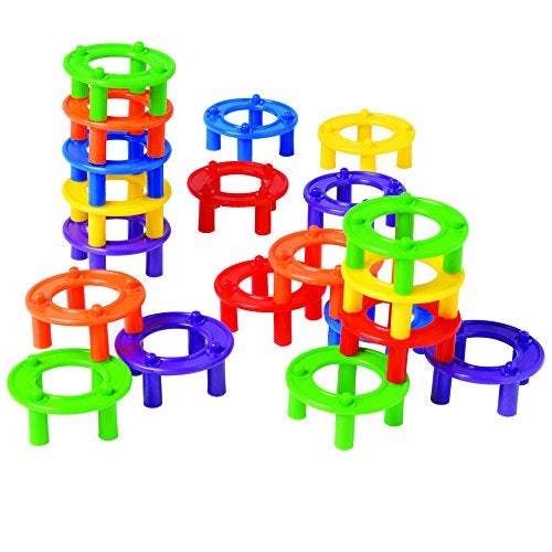 Constructive Playthings Ring Builders Stacking Toys 96Piece STEM Building Set for Kids Ages 18 Months Preschool Classroom MustHave - Image 1