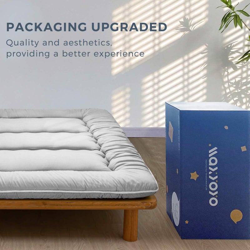 MAXYOYO Japanese Floor Mattress Futon Mattress, Thicken Daybed Futon Roll Up Guest Mattress Thicken Sleeping Pad Foldable Tatami Mat Floor Lounger Bed Couches and Sofas, Grey, Queen - Image 4